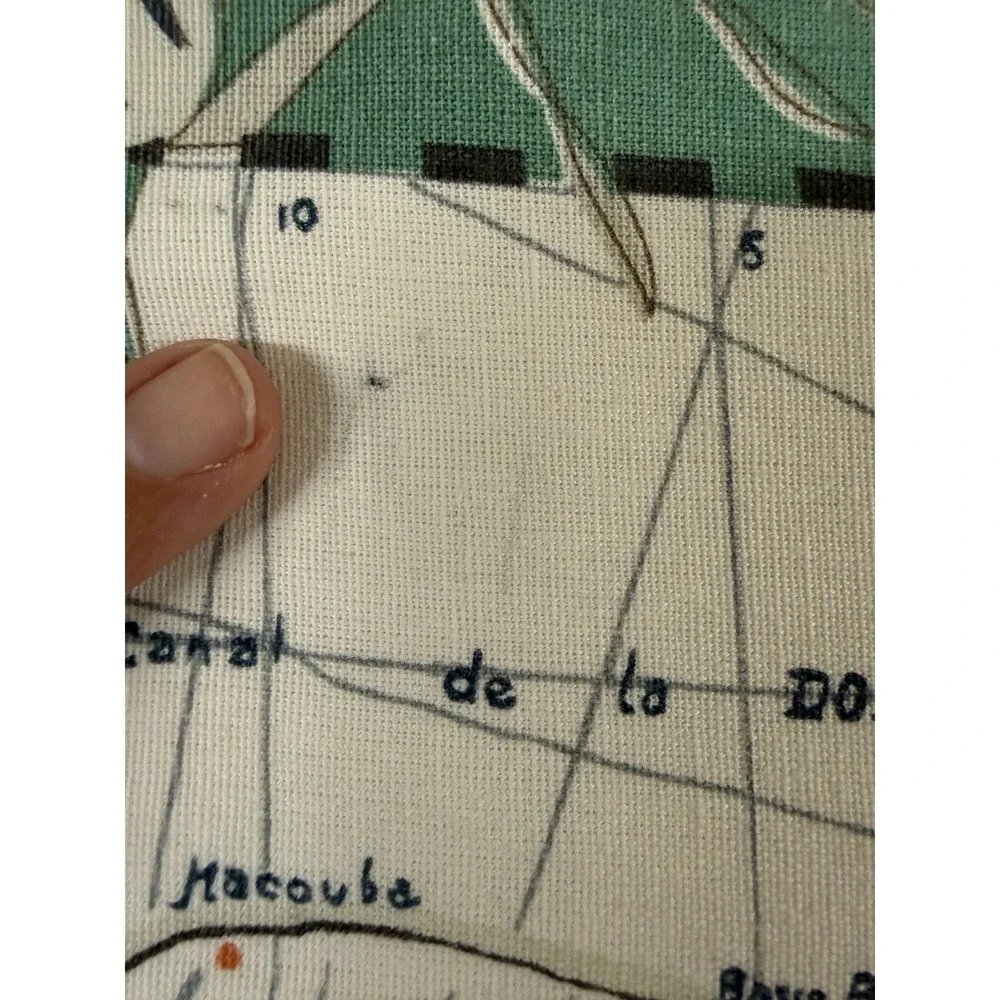 Pottery Barn Pillow Shams La Martinique‎ Map 24 X 24 Cotton Linen Blend Flaws